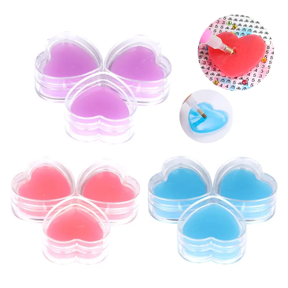 Nail Art Painting - 3/6pcs Heart-Shape Diamond Painting Glue Clay