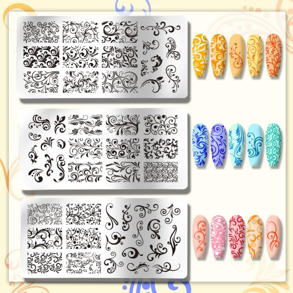 3pcs Swirl Pattern Nail Art Te - Nail Stamping Plate review and price