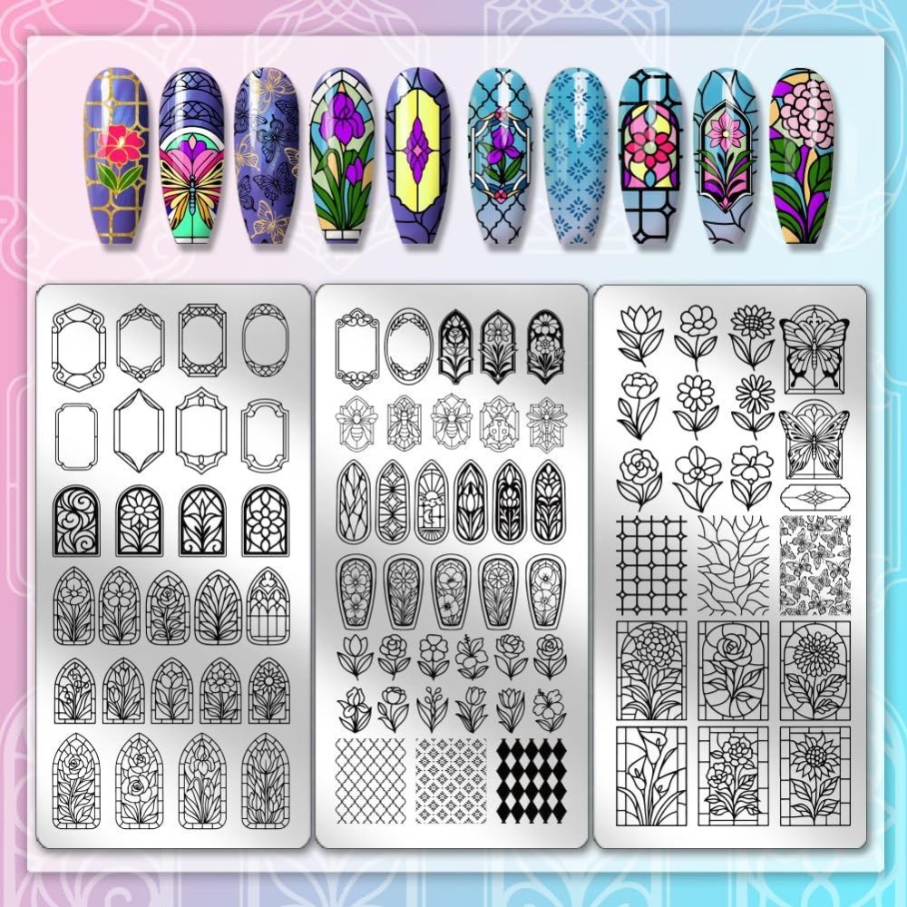 3pcs Flower Window Nail Stampi - Nail Stamping Plate review and price