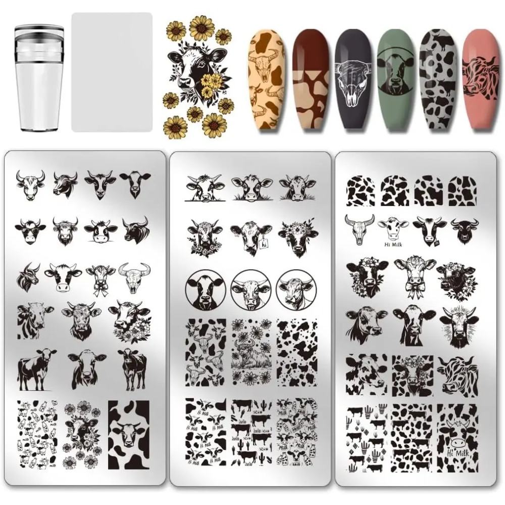 3pcs Cow-Theme Nail Stamping P - Nail Stamping Plate review and price