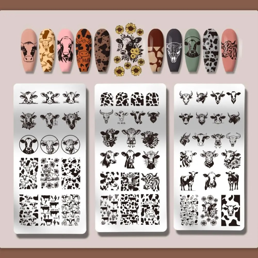 3pcs Cow-Theme Nail Stamping P - Nail Stamping Plate review and price