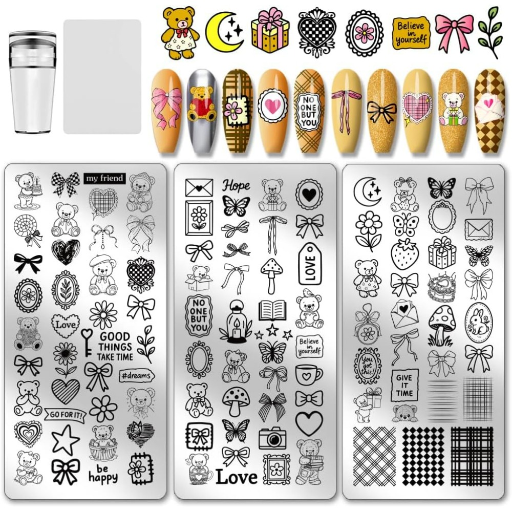 3pcs Cute Bear Nail Stamping P - Nail Stamping Plate review and price