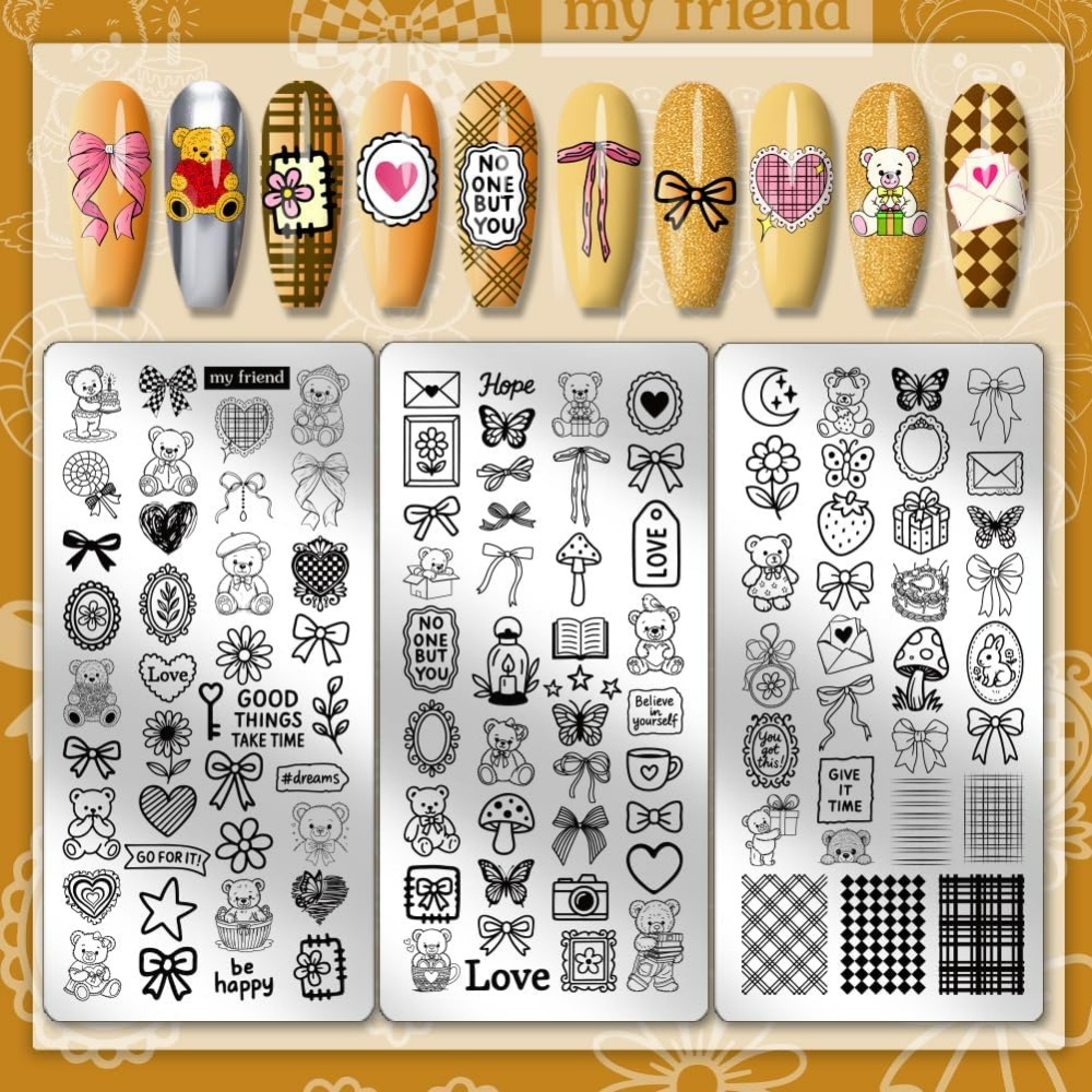 3pcs Cute Bear Nail Stamping P - Nail Stamping Plate review and price
