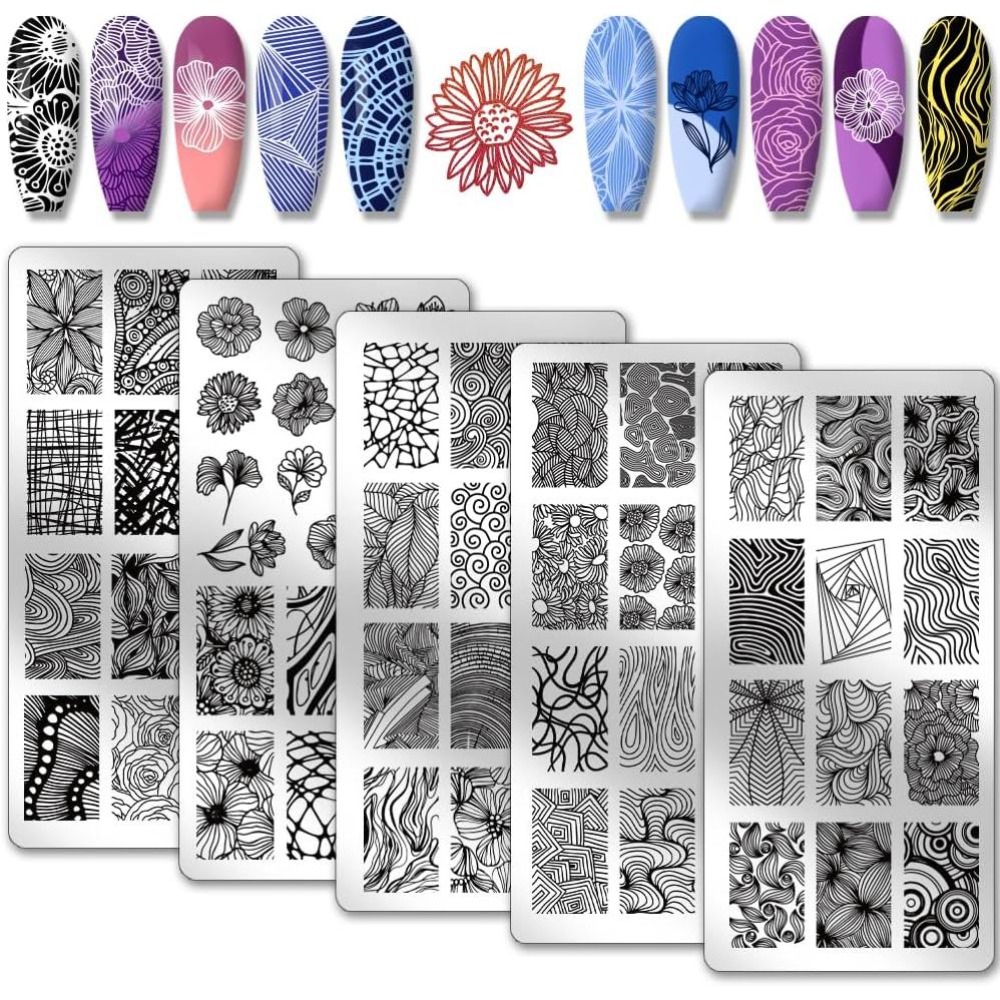 5pcs Line Texture Nail Art Tem - Nail Stamping Plate review and price