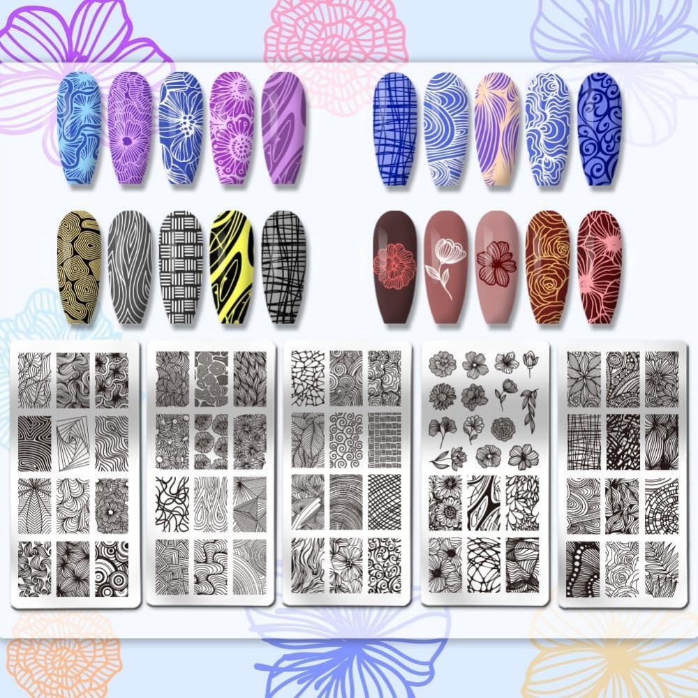 5pcs Line Texture Nail Art Tem - Nail Stamping Plate review and price