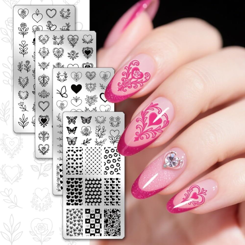4pcs Heart Nail Stamping Plate - Nail Stamping Plate review and price