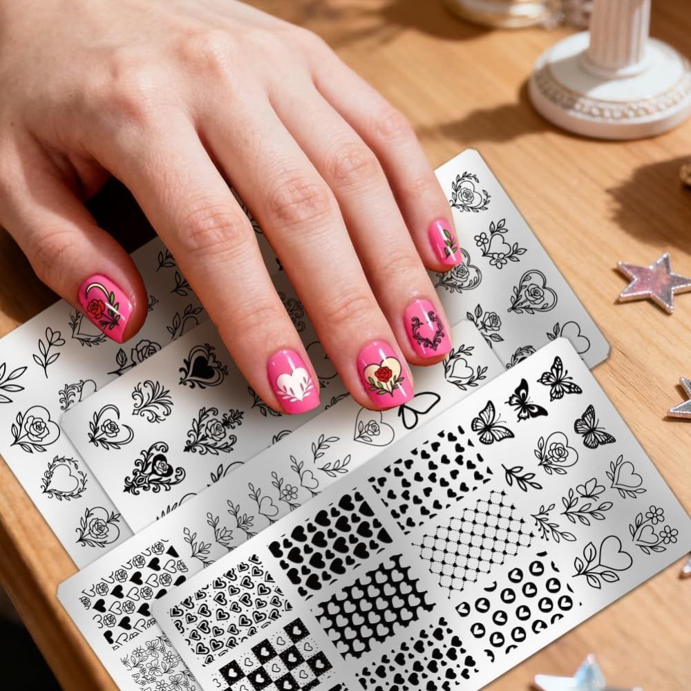 4pcs Heart Nail Stamping Plate - Nail Stamping Plate review and price