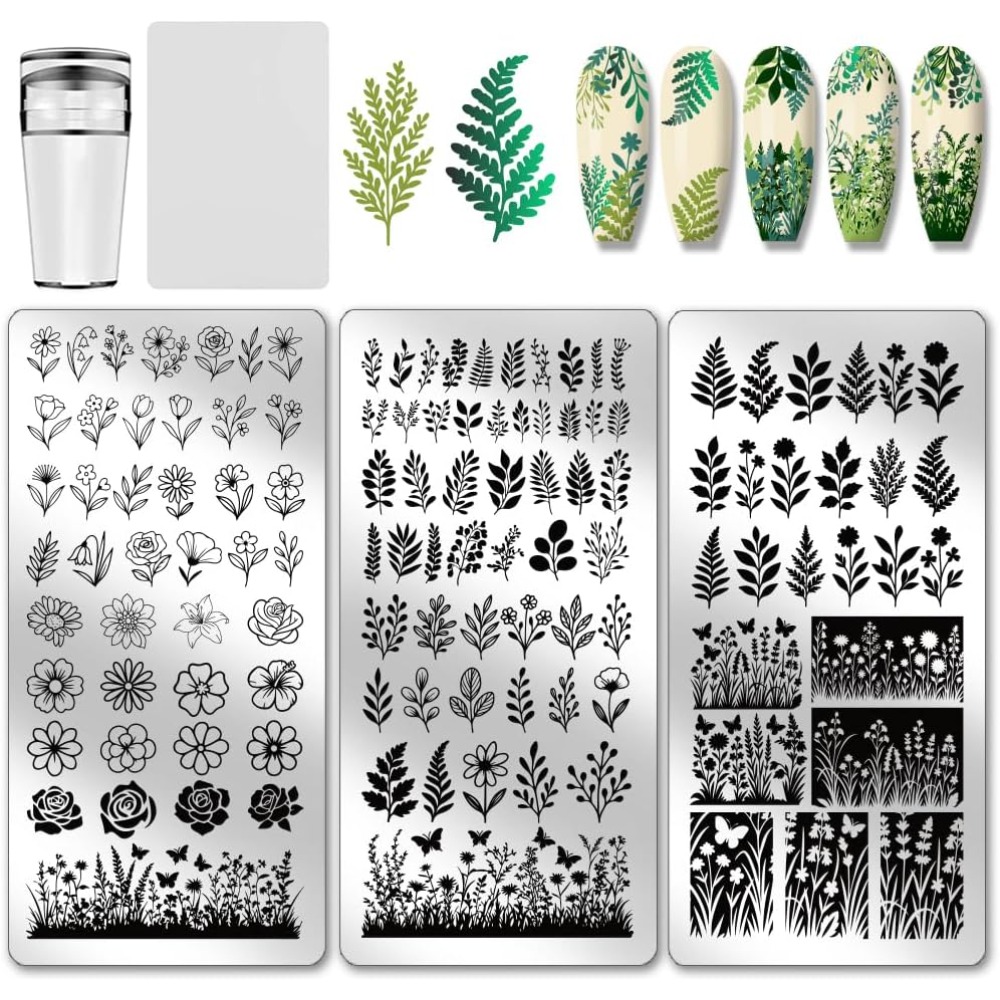 3pcs Flower Leaf Nail Stamping - Nail Stamping Plate review and price