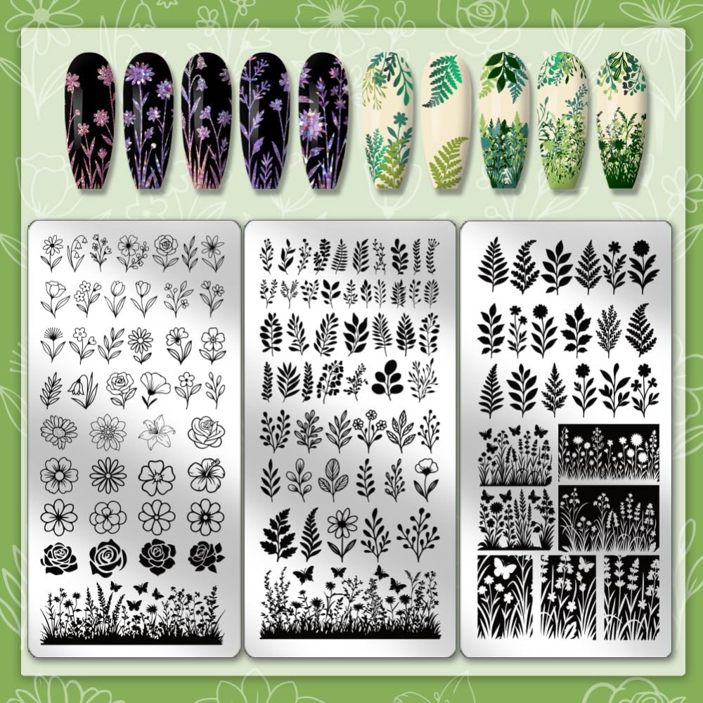 3pcs Flower Leaf Nail Stamping - Nail Stamping Plate review and price