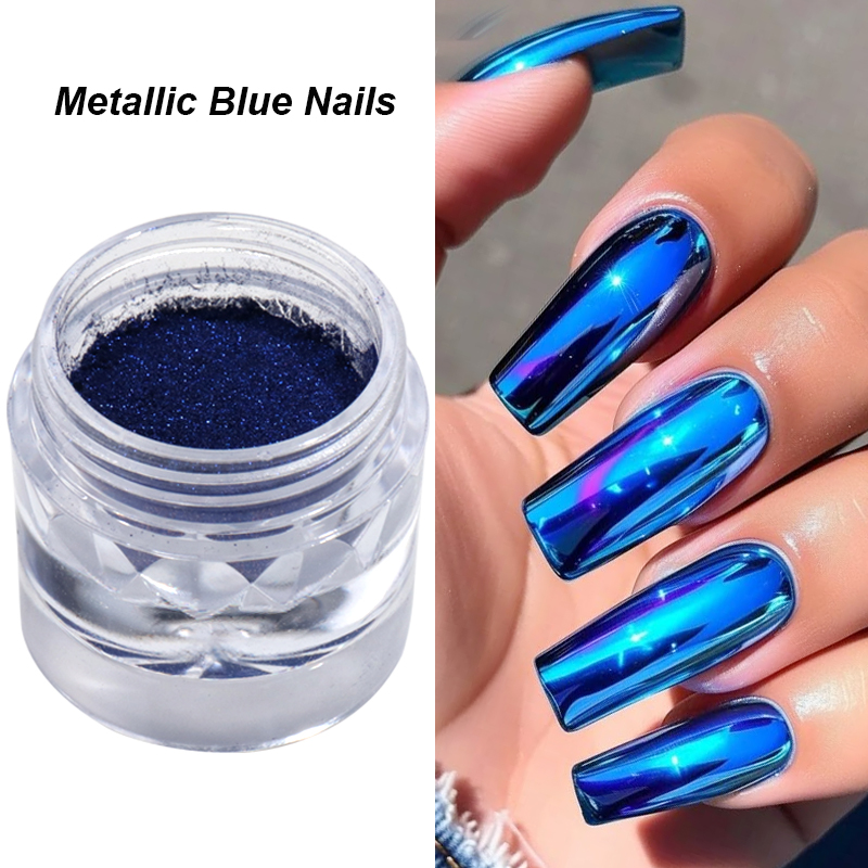 Royal Blue Chrome Mirror Nail  - Nail Art Queen review and price
