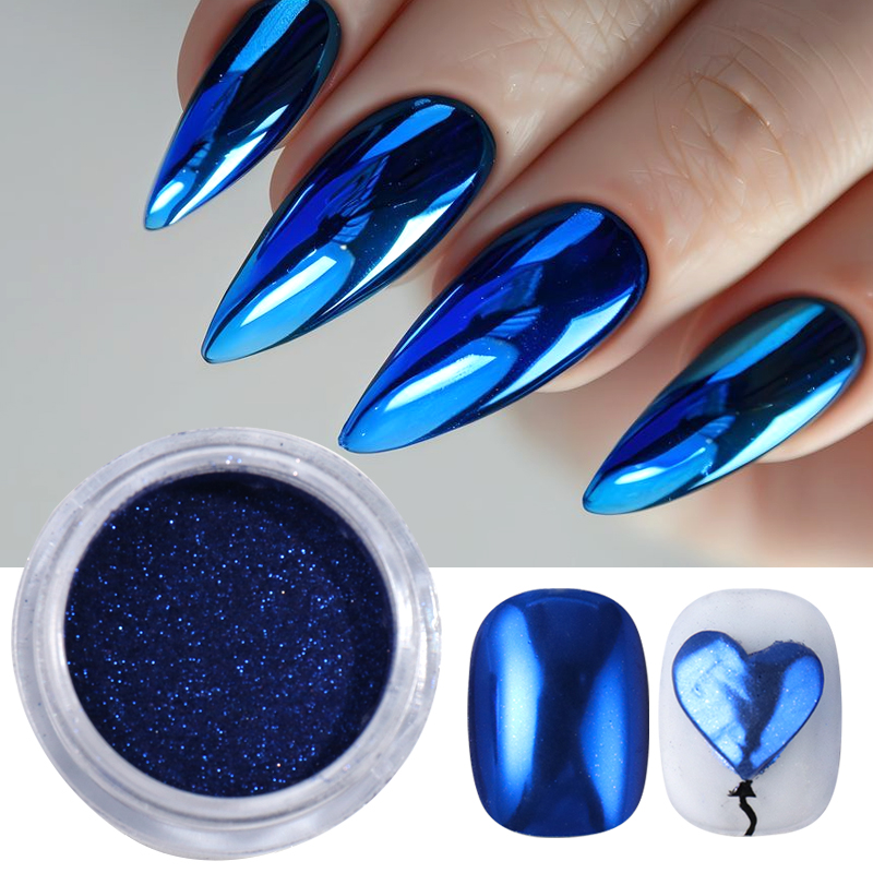 Royal Blue Chrome Mirror Nail  - Nail Art Queen review and price